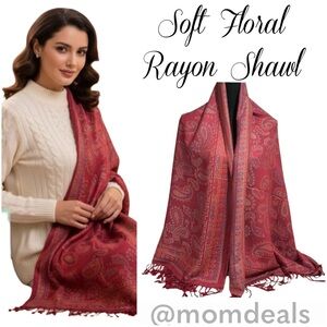 Elegant Shawl in Candy Red - Versatile Wrap, Scarf, Stole, Veil in Soft Rayon
